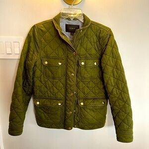 J.Crew army green 100% cotton quilted jacket